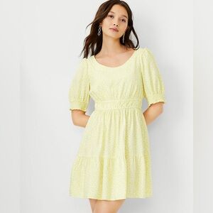 NWT Ann Taylor Women’s Size 10 Bright Cheerful Yellow Smocked Tiered Dress